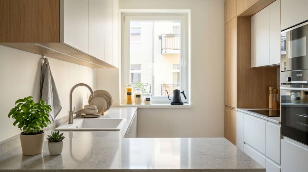 cozinha organizada de apartament-sandiasshop