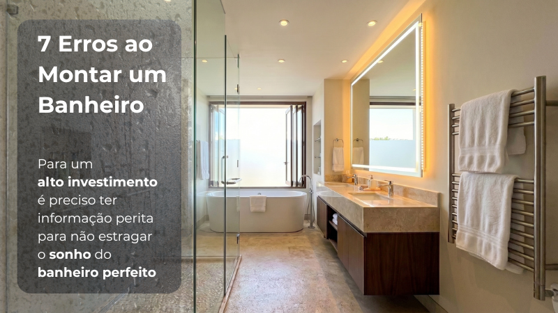 Banheiro moderno e luxuoso com banheira, chuveiro, espelho iluminado e vaso sanitário inteligente, ideal para planejar banheiro funcional